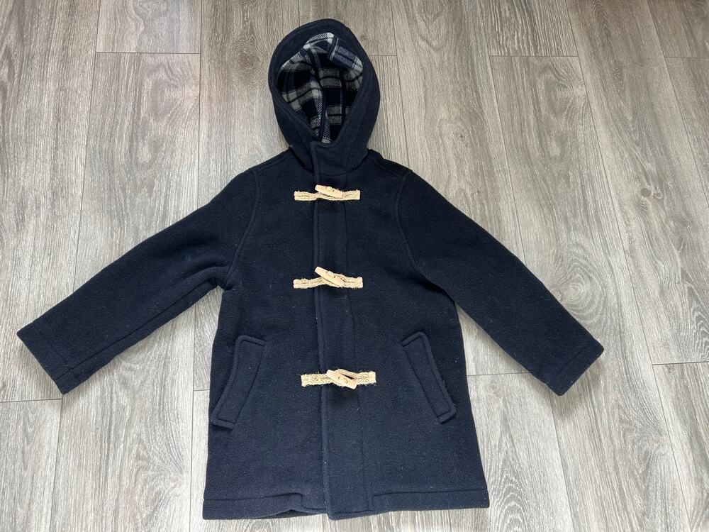 Zara Kids Navy Blue Wool Blend Coat Hooded Jacket Size 5-6 Years